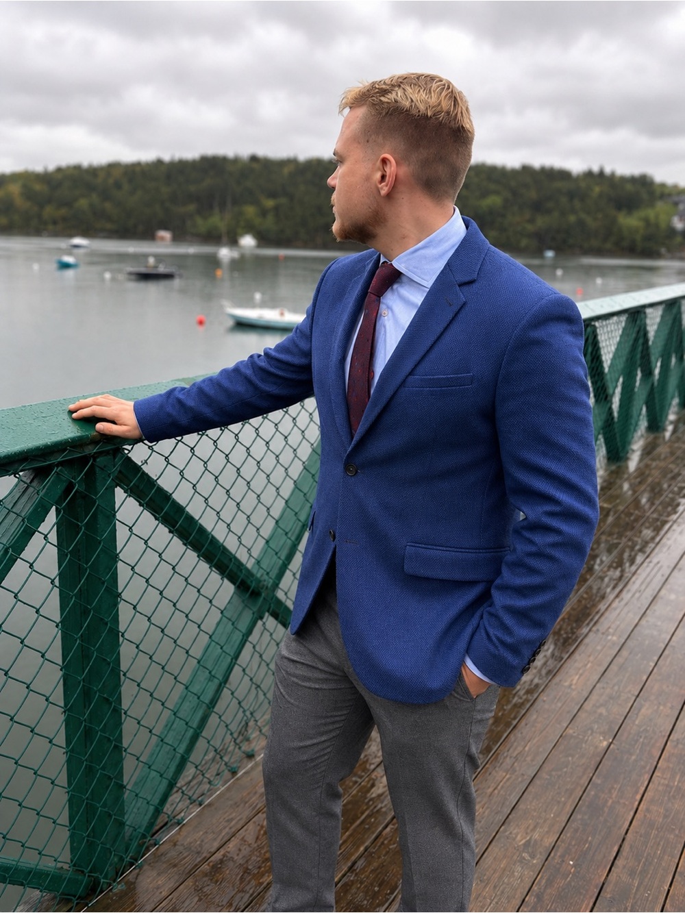 Men's Royal Blue Classic Blazer - Smart Casual Tailored Jacket